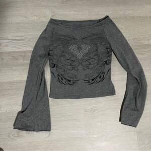 Jeweled baby shirt with flared sleeves